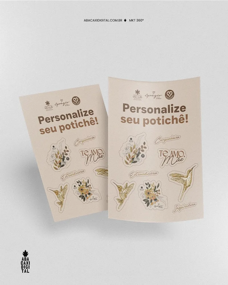 Cartela de adesivos para personalizar o potiche
