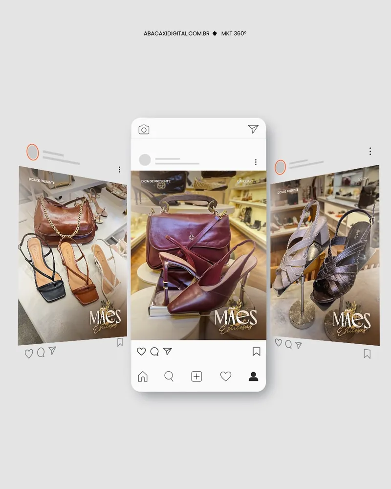 Celular com o carrossel de dicas de presente no feed