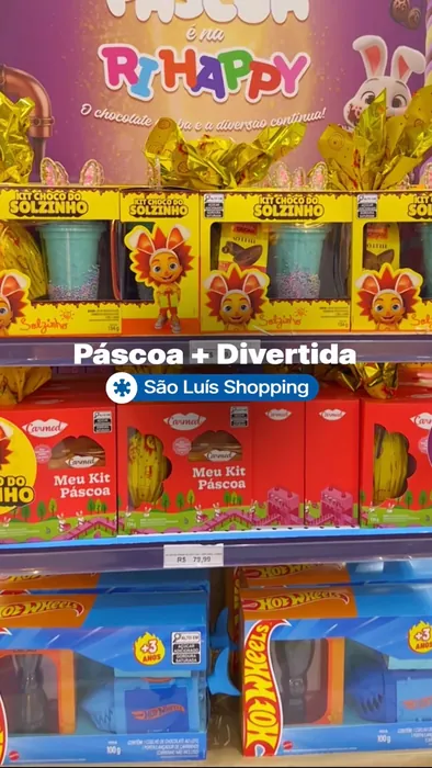 Capa do reel Páscoa + Divertida, com prateleira de ovos de Páscoa