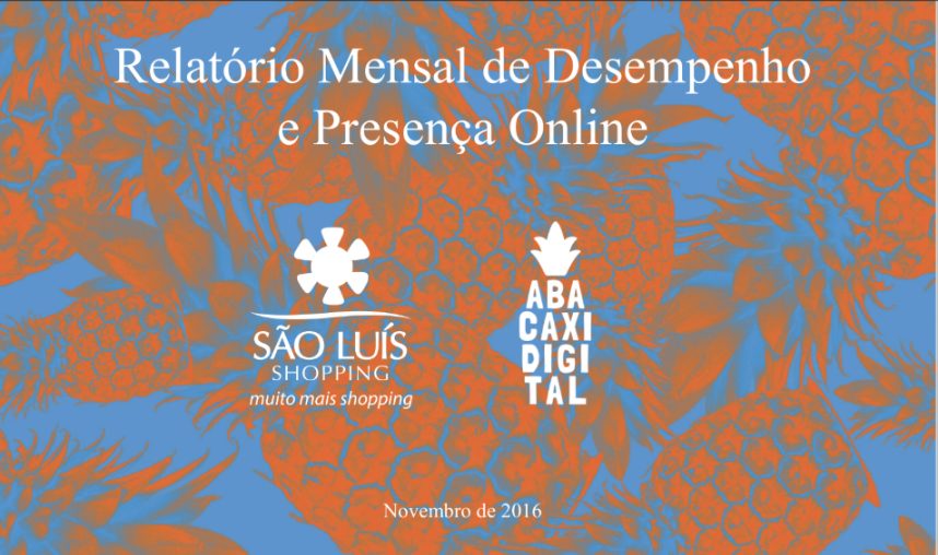 Capa de um relatório mensal de 2016
