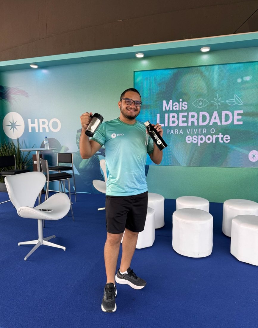 Brindes no estande do HRO em um evento esportivo